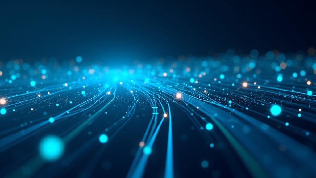 Abstract visualization of data flowing through a logistics network.
