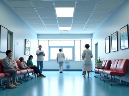 A clean and efficient hospital waiting area.